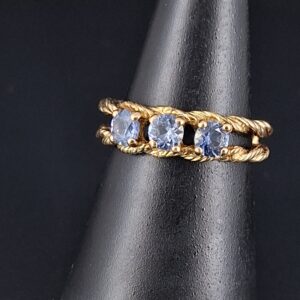 Ceylon Sapphire 3 Stone Rope Ring